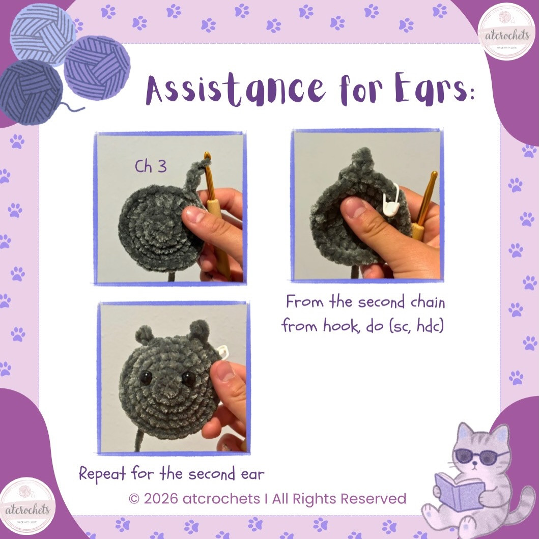 Mini Cat Loaf Free Pattern: No-sew Grey Bobble Stitch Amigurumi Tutorial