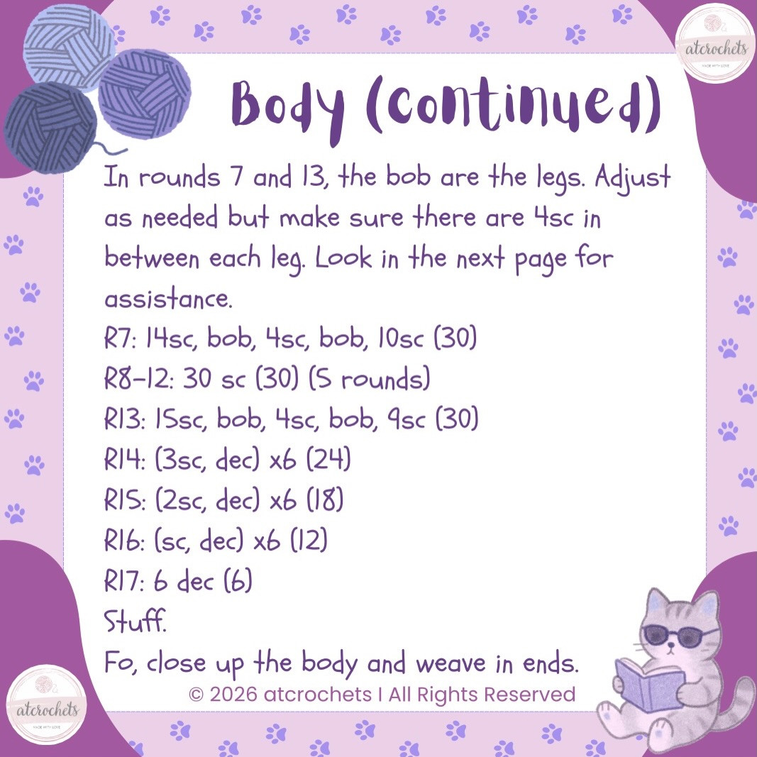Mini Cat Loaf Free Pattern: No-sew Grey Bobble Stitch Amigurumi Tutorial