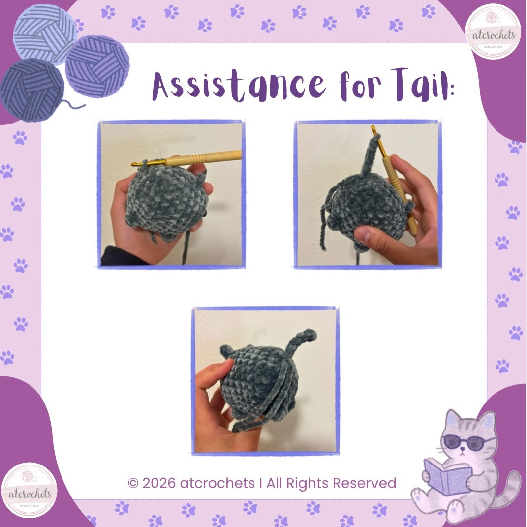 Mini Cat Loaf Free Pattern: No-sew Grey Bobble Stitch Amigurumi Tutorial