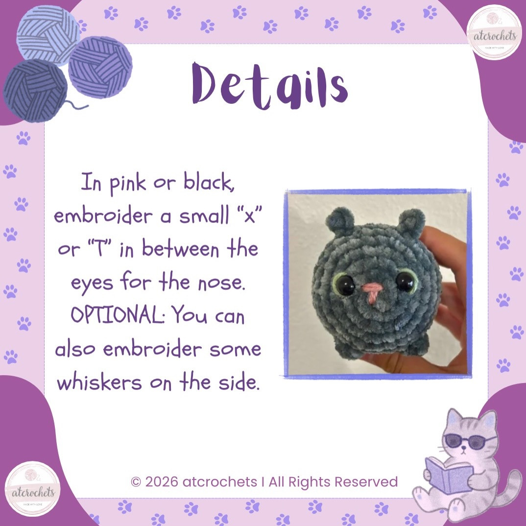 Mini Cat Loaf Free Pattern: No-sew Grey Bobble Stitch Amigurumi Tutorial