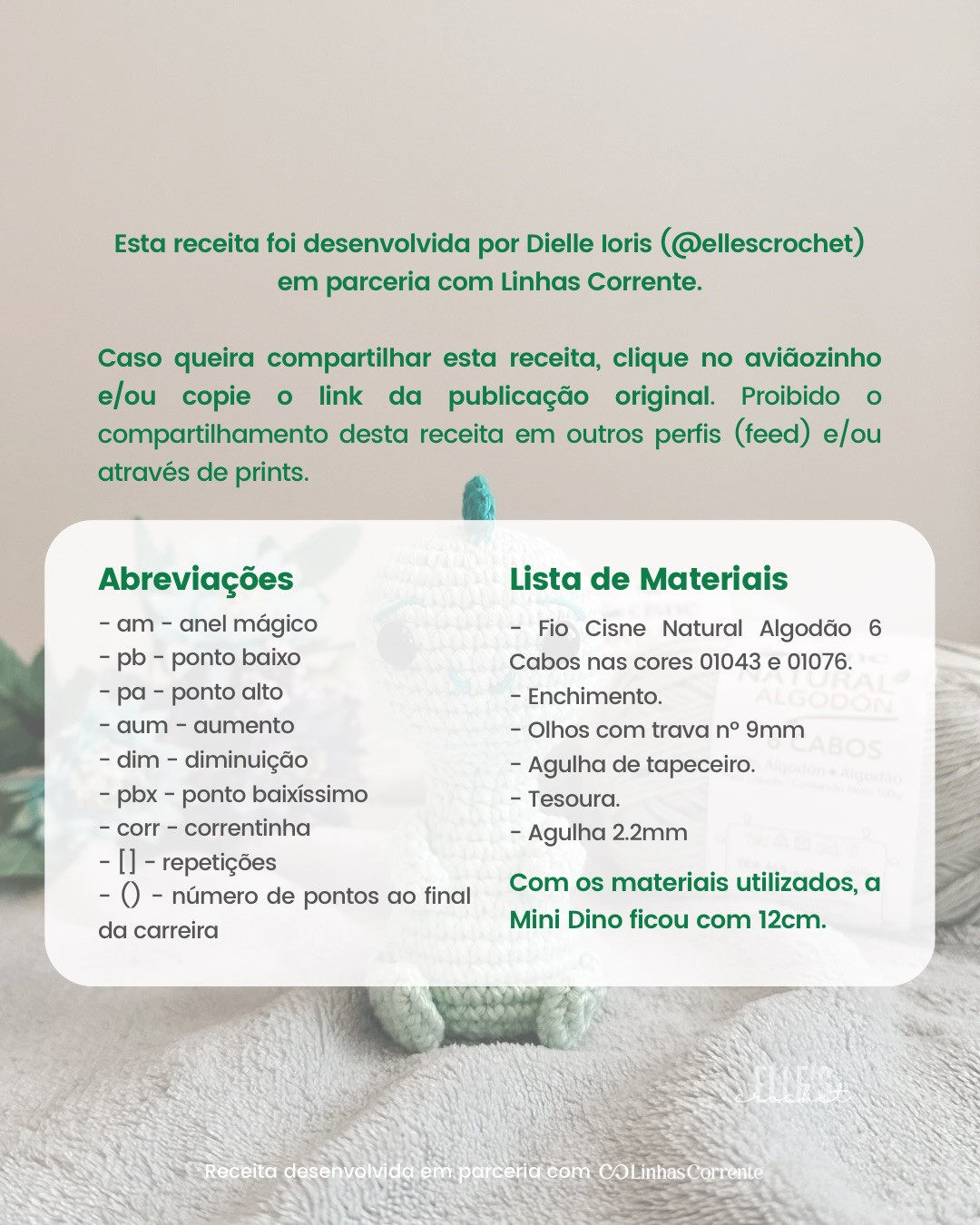 Mini Dino Receita Gratuita - Amigurumi