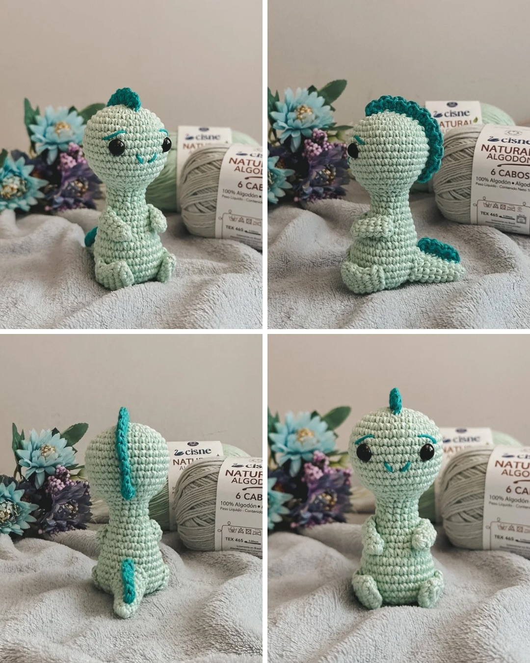 Mini Dino Receita Gratuita - Amigurumi