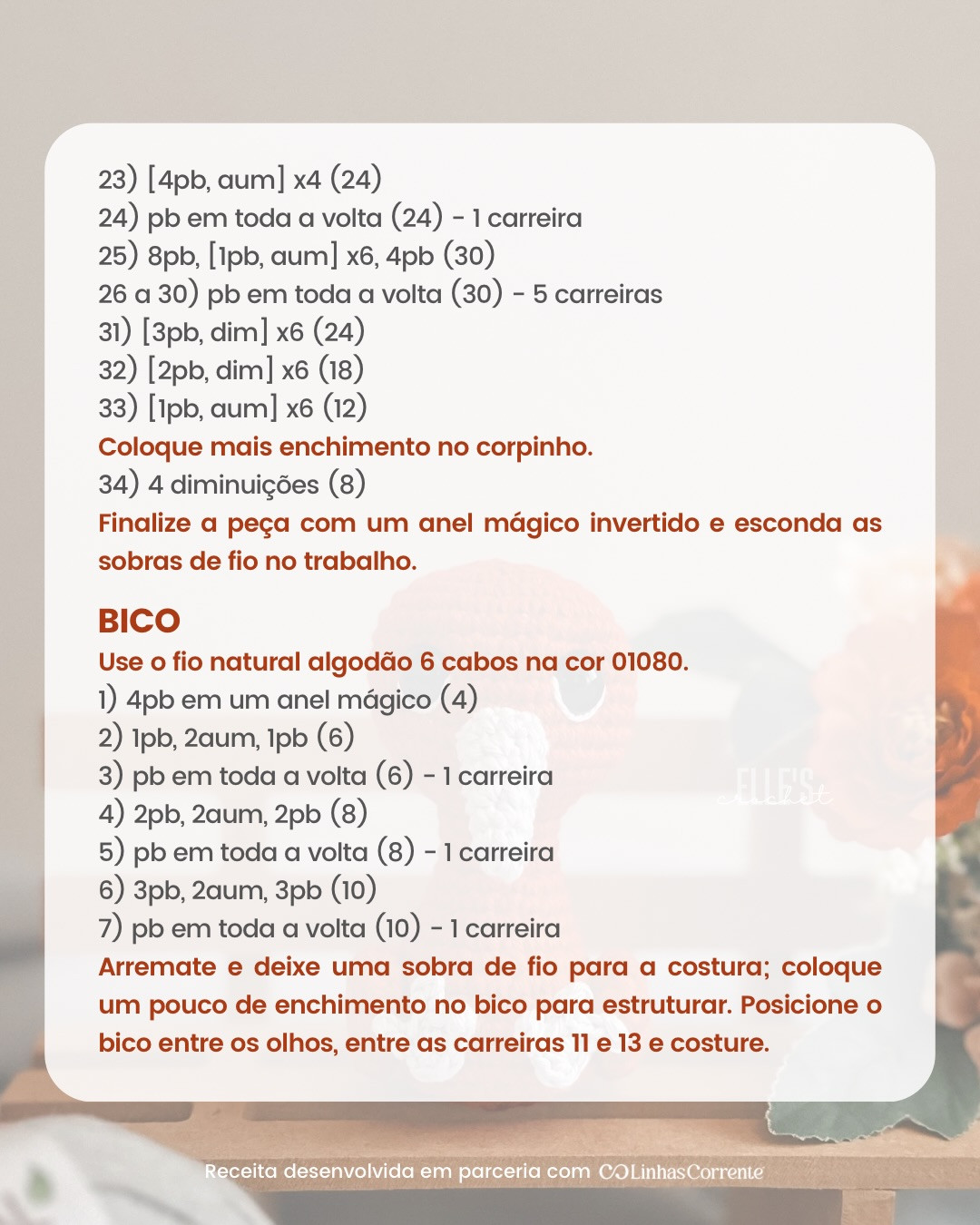 Mini Juju - Receita Gratuita de Amigurumi Guará (Eudocimus ruber)