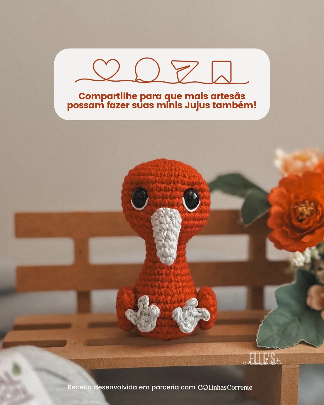 Mini Juju - Receita Gratuita de Amigurumi Guará (Eudocimus ruber)