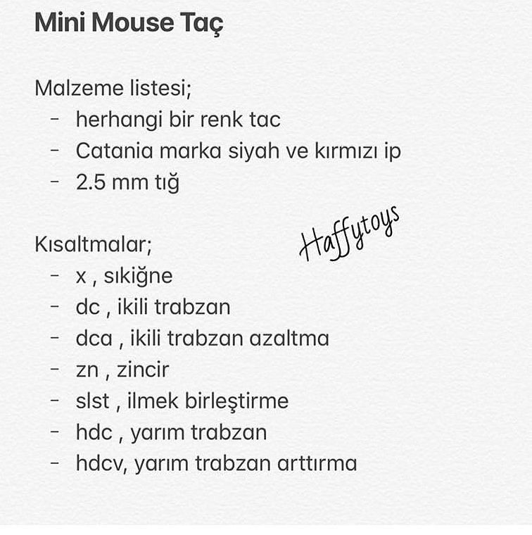Mini Mouse Taç - Móc len tai chuột và nơ đỏ đen hướng dẫn chi tiết