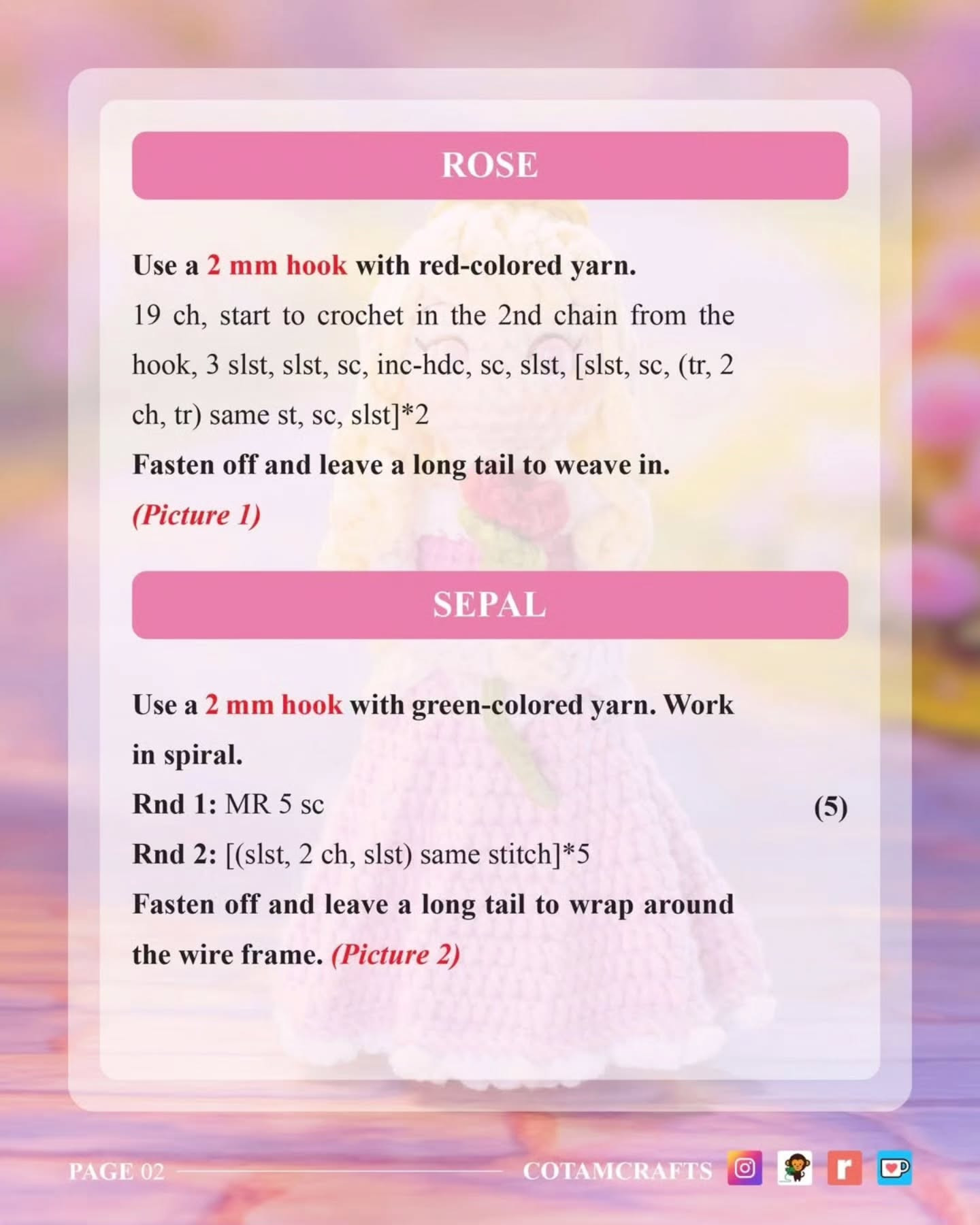 Mini Rose Free Crochet Pattern by Co Tam Crafts