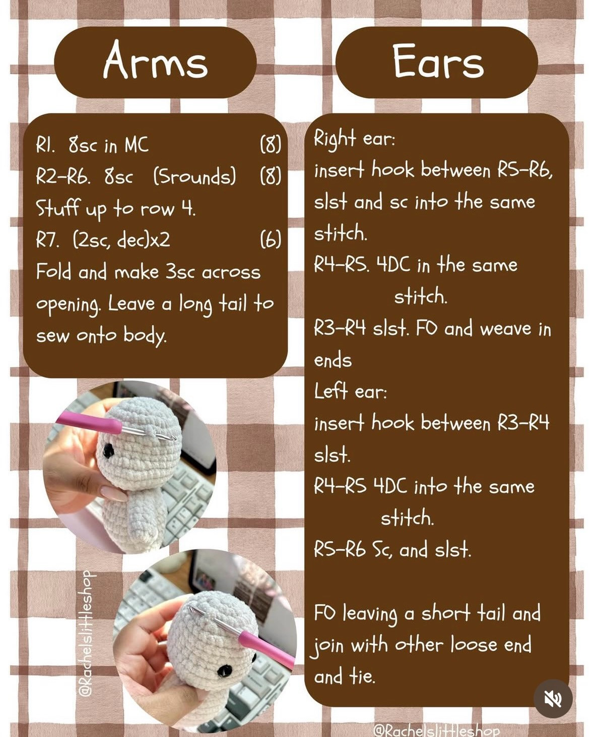 Mini Teddy Free Crochet Pattern: Brown Amigurumi Bear with Red Bow Tie