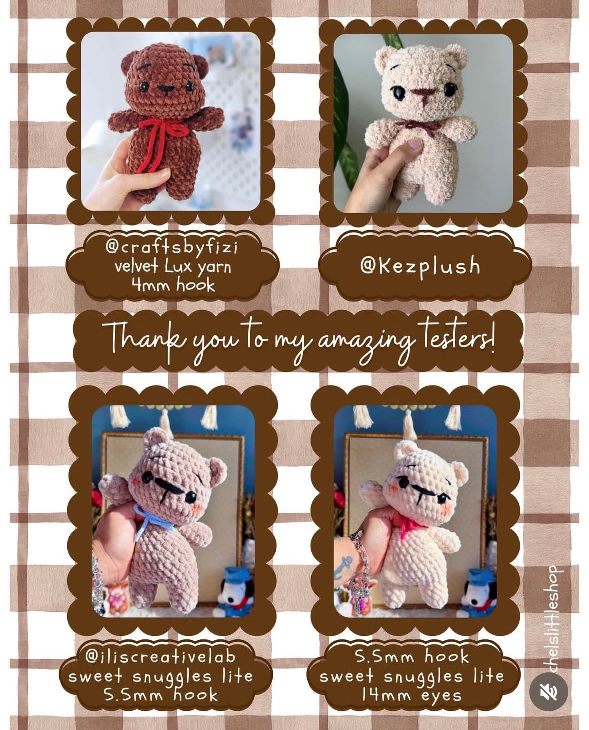 Mini Teddy Free Crochet Pattern: Brown Amigurumi Bear with Red Bow Tie