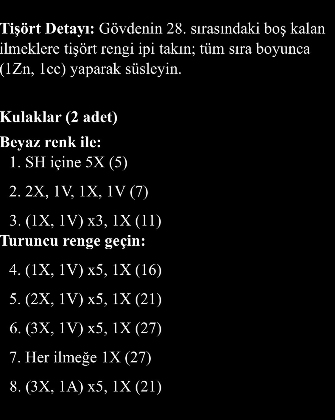 Mini tişörtlü tilki amigurumi tarifi - Türkçe ücretsiz dikiş deseni