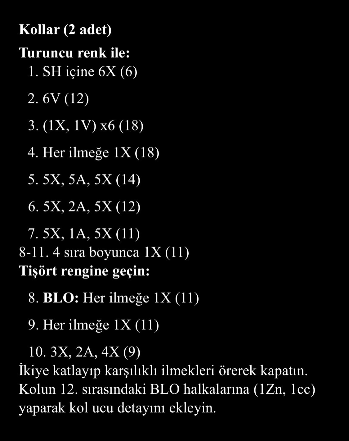 Mini tişörtlü tilki amigurumi tarifi - Türkçe ücretsiz dikiş deseni