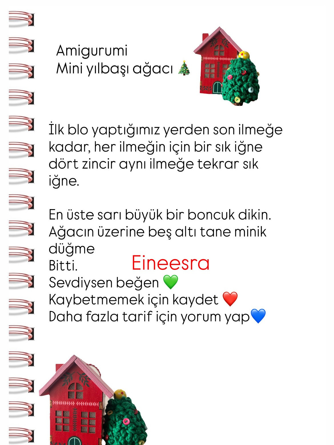 Mini Yılbaşı Ağacı Amigurumi Tarifi - Yeşil İple Mükemmel Noel Dekorasyonu