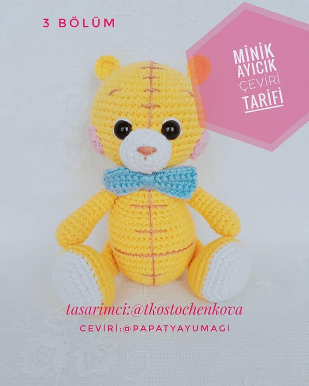 Minik Ayıcık Çeviri Tarifi - Móc len gấu bông vàng dễ thương, phần hướng dẫn chi tiết chân và tay
