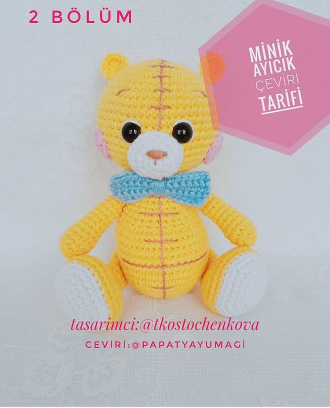 Minik Ayıcık Çeviri Tarifi - Móc len gấu bông vàng dễ thương, phần hướng dẫn chi tiết chân và tay