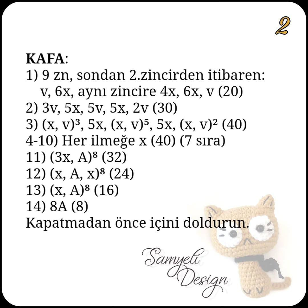 Minik Kedi Tarifi: Amigurumi Cat Keychain Pattern by Samyeli Design