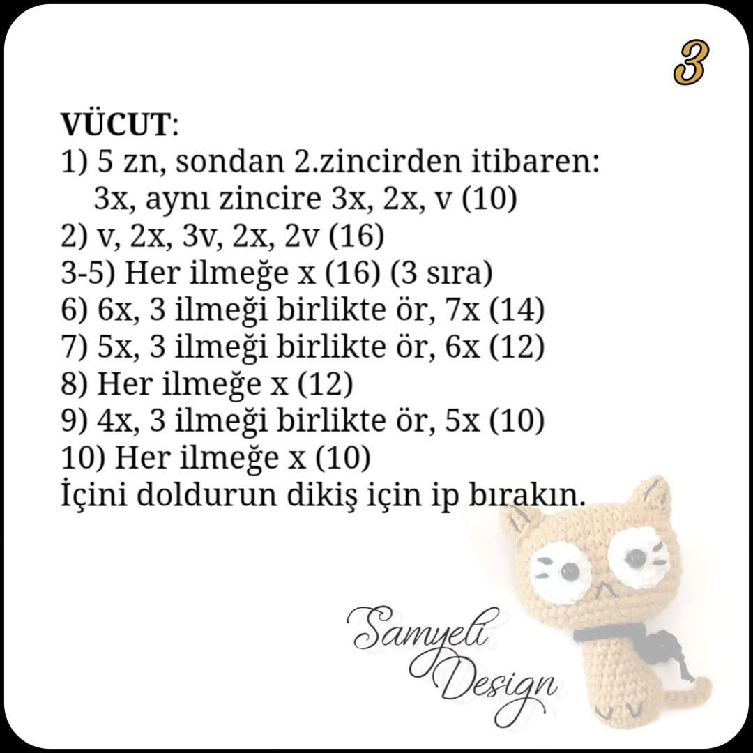 Minik Kedi Tarifi: Amigurumi Cat Keychain Pattern by Samyeli Design