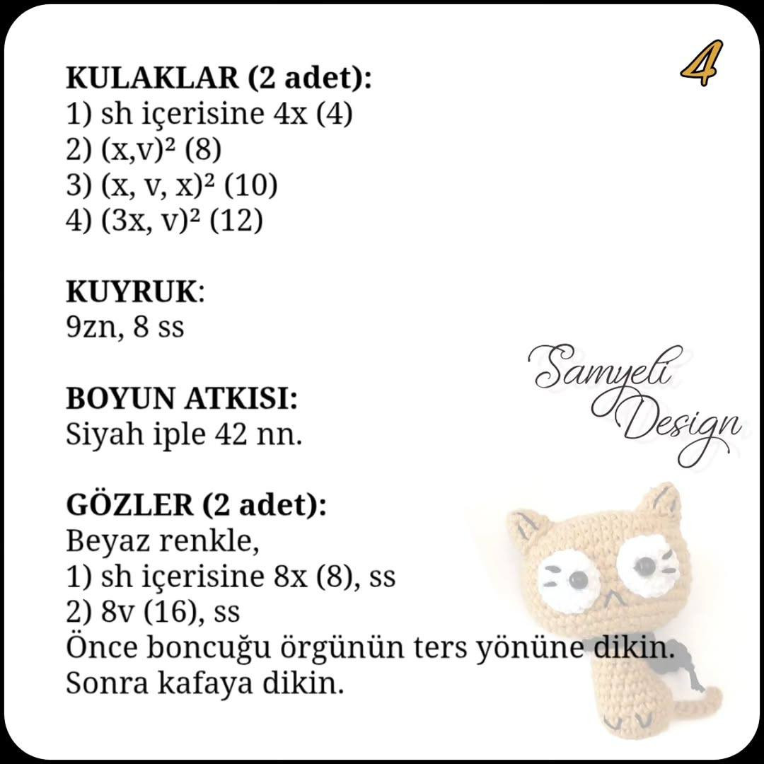 Minik Kedi Tarifi: Amigurumi Cat Keychain Pattern by Samyeli Design