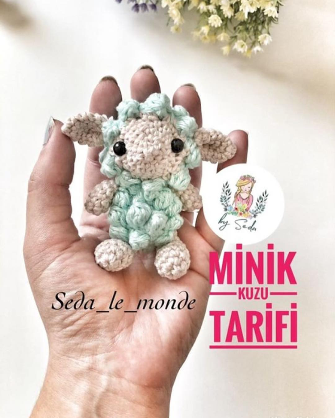 Minik Kuzu Tarifi - Hướng dẫn móc len cừu nhỏ xanh pastel dễ thương