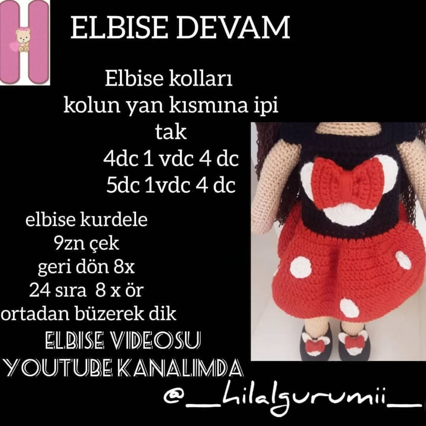 Minni Mouse Kostümlü Bebek - Ücretsiz Mincik Örgü Tarifi ve Malzeme Listesi