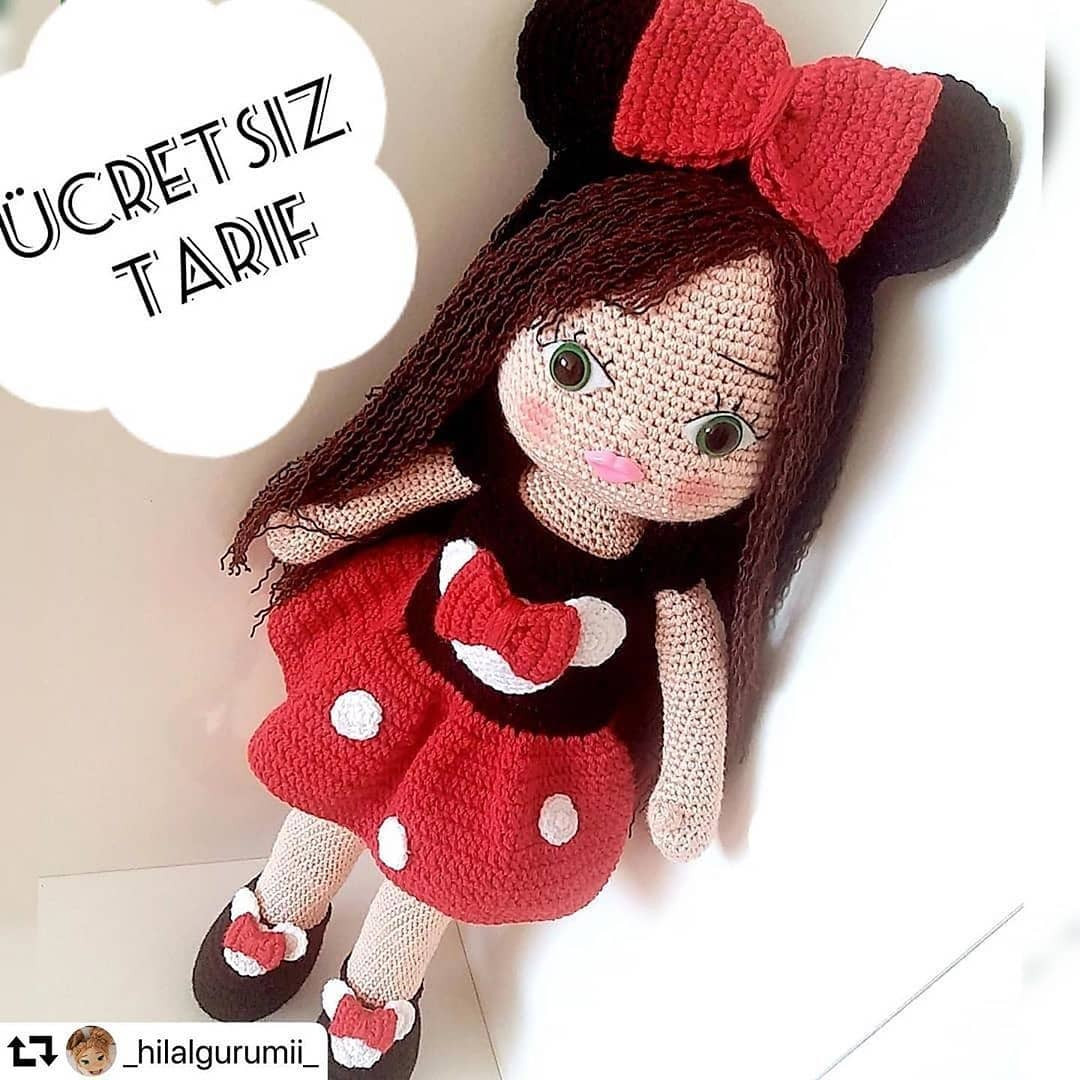 Minni Mouse Kostümlü Bebek - Ücretsiz Mincik Örgü Tarifi ve Malzeme Listesi