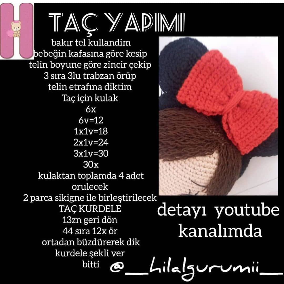 Minni Mouse Kostümlü Bebek - Ücretsiz Mincik Örgü Tarifi ve Malzeme Listesi