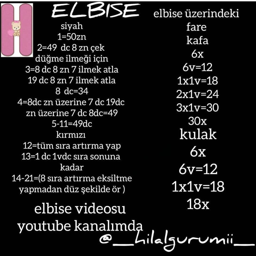 Minni Mouse Kostümlü Bebek - Ücretsiz Mincik Örgü Tarifi ve Malzeme Listesi