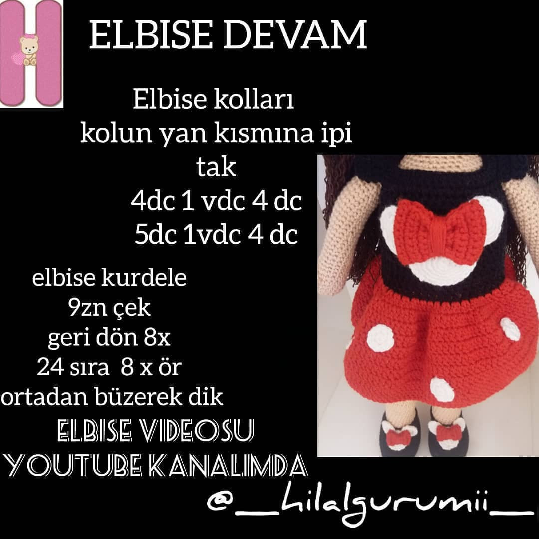 Minni Mouse Kostümlü Bebek - Ücretsiz Mincik Örgü Tarifi ve Malzeme Listesi