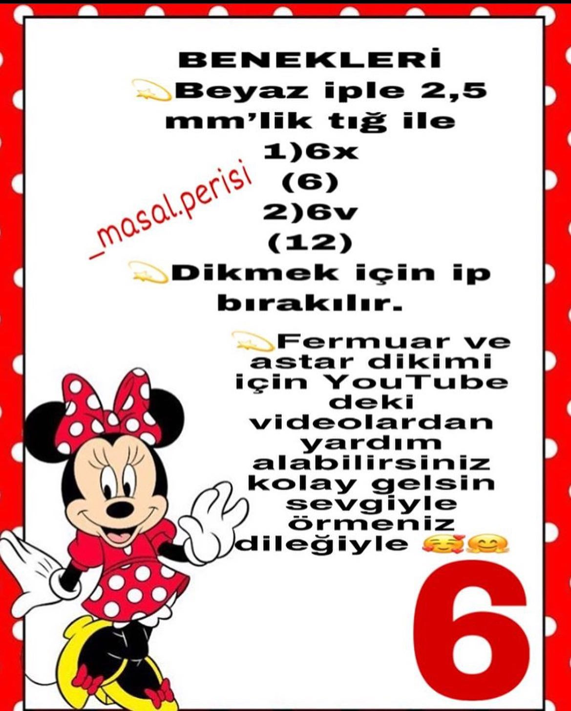 Minnie Mouse Çanta Tarifi - Móc len ví hình Minnie với nơ đỏ và chấm bi trắng, hướng dẫn chi tiết từng hàng