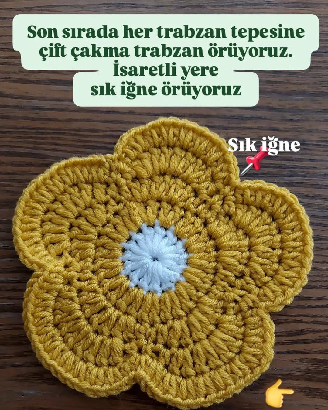 Nasıl Örüldü: Sarı Çiçek Motifi - Mükemmel Ağaç Süsleme ve Aplike İçin