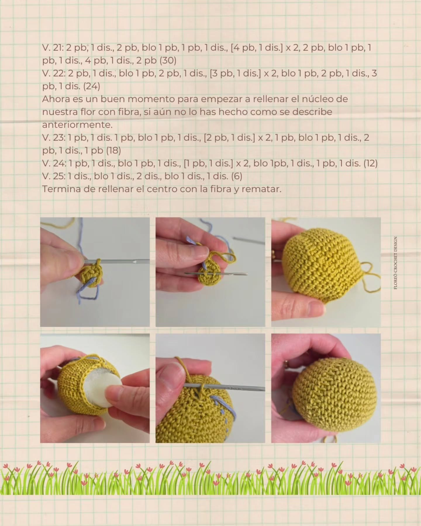 Nina, a doce florzinha: Receita Gratuita de Flor Amigurumi com Argola e Caule