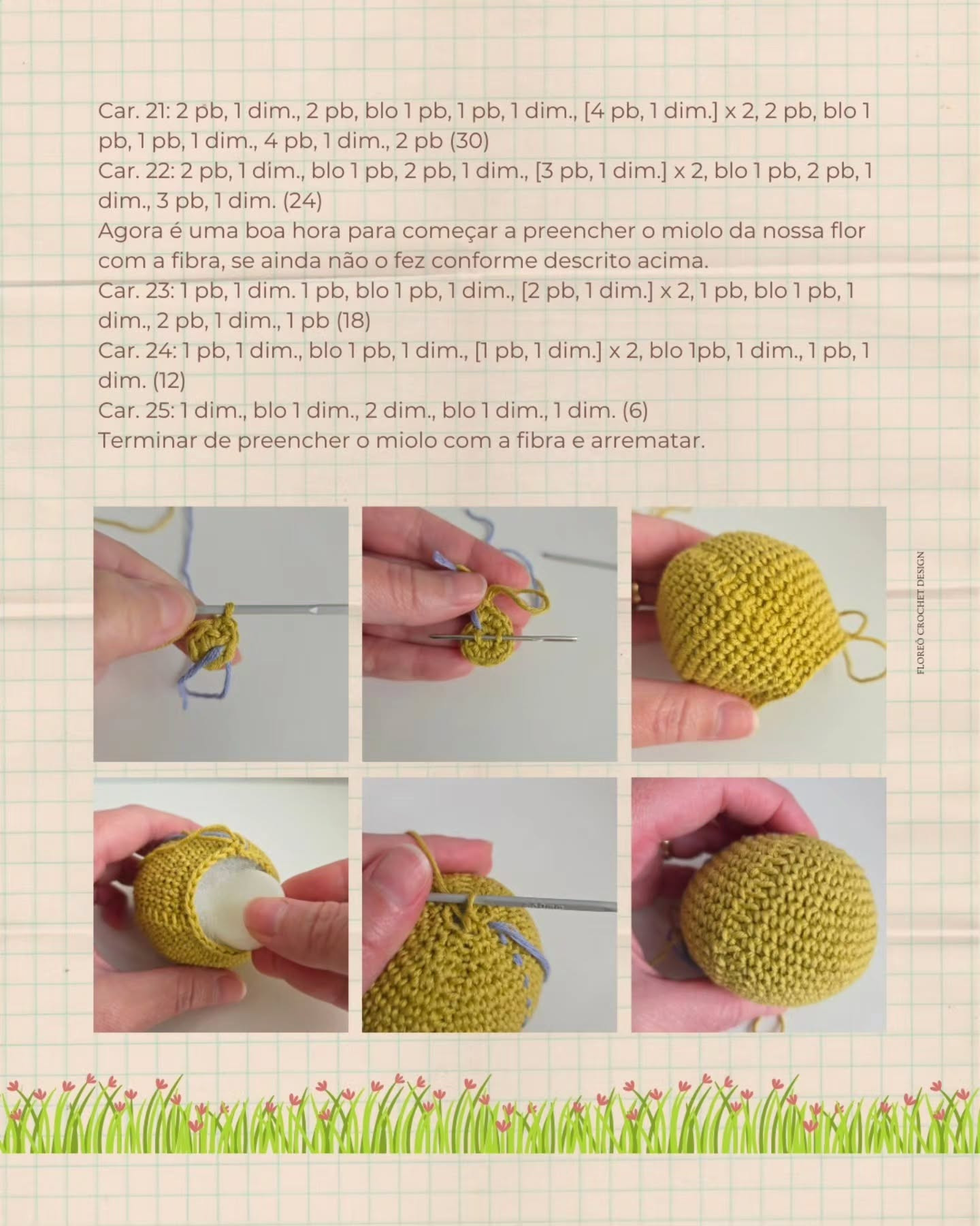 Nina, a doce florzinha: Receita Gratuita de Flor Amigurumi com Argola e Caule