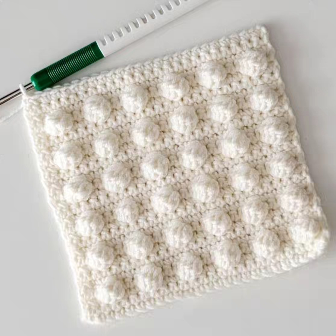 Noppenmasche Bobble Stitch Crochet Pattern Chart and Instructions for Textured Motifs