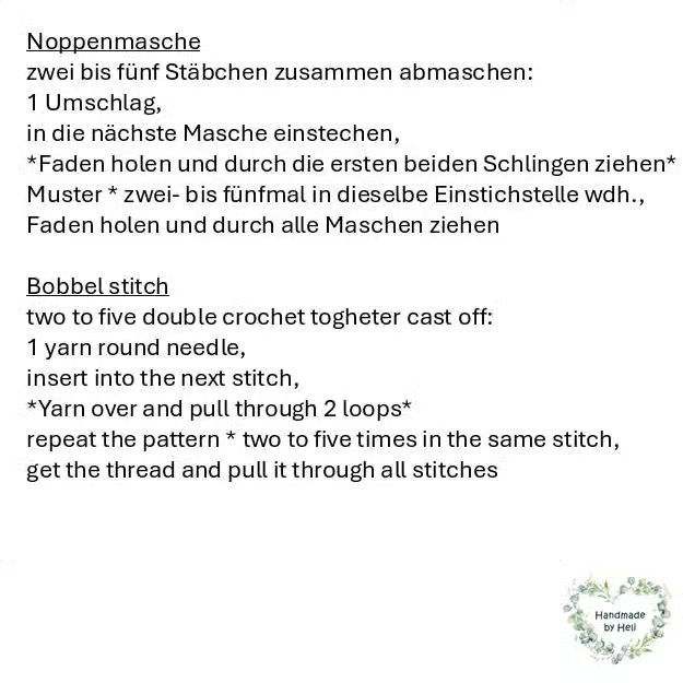Noppenmasche Bobble Stitch Crochet Pattern Chart and Instructions for Textured Motifs