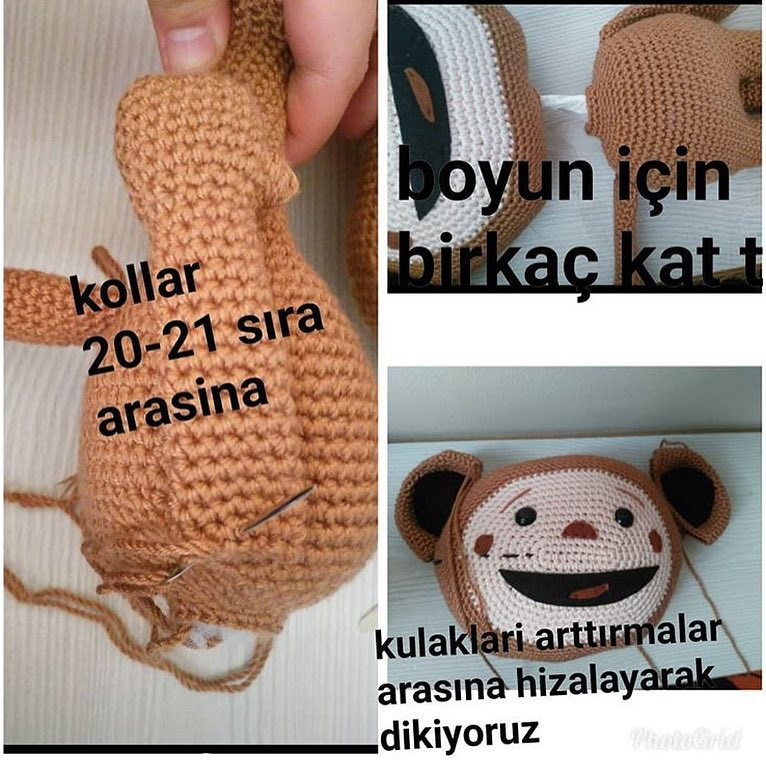 Oliver Monkey Amigurumi Crochet Pattern: Step-by-Step Instructions for Legs, Body, Arms, Tail, and Ears