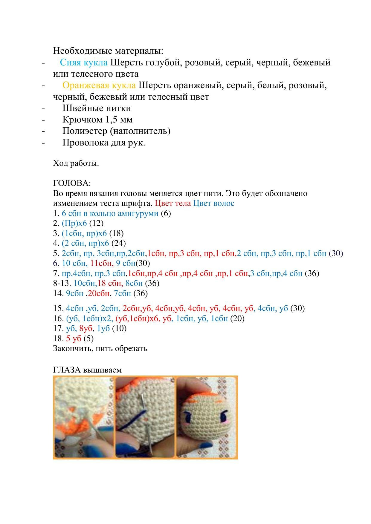 Описание амигуруми «Вокалоиды»