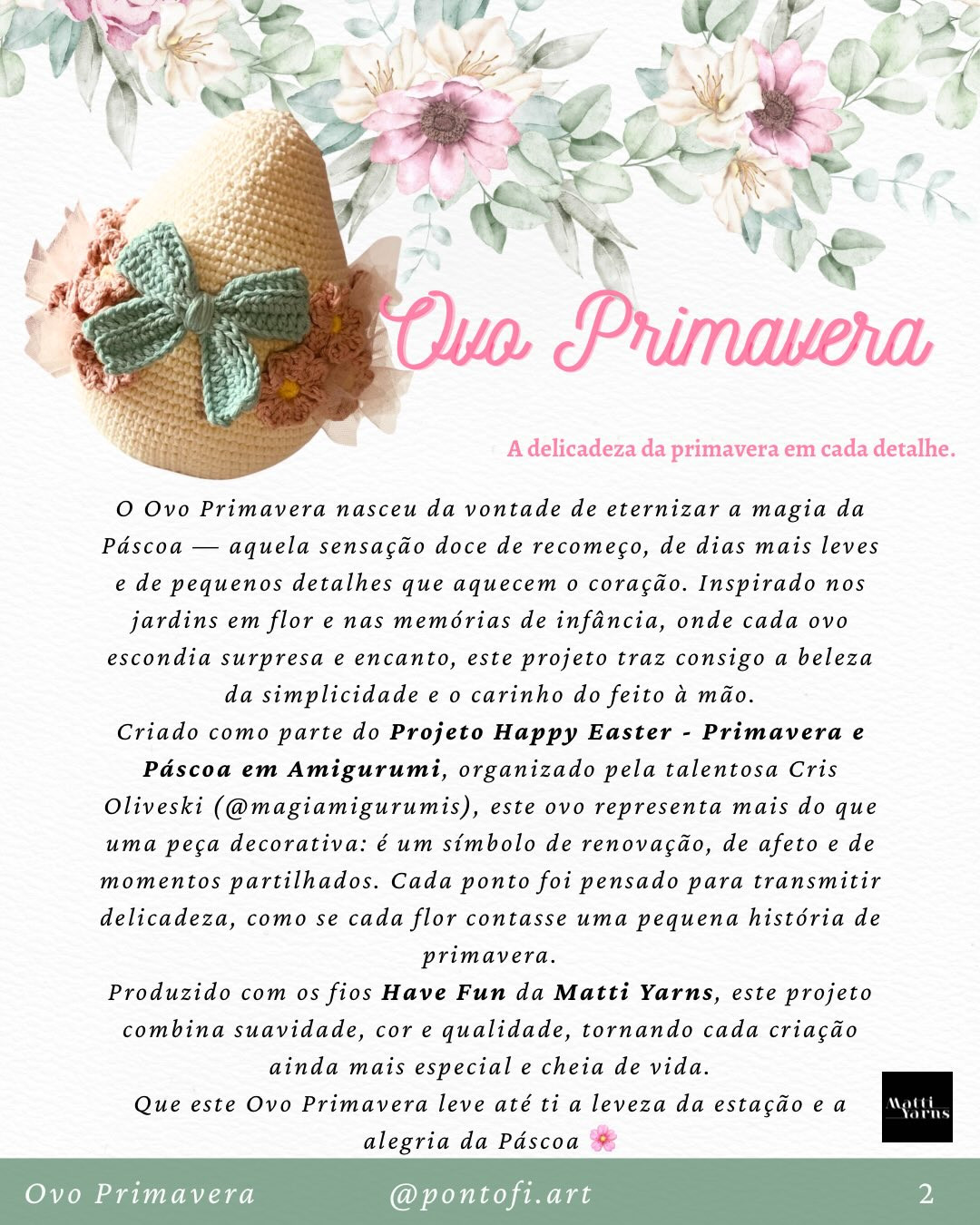 Ovo Primavera: Padrão Amigurumi Decorativo com Flores e Laço