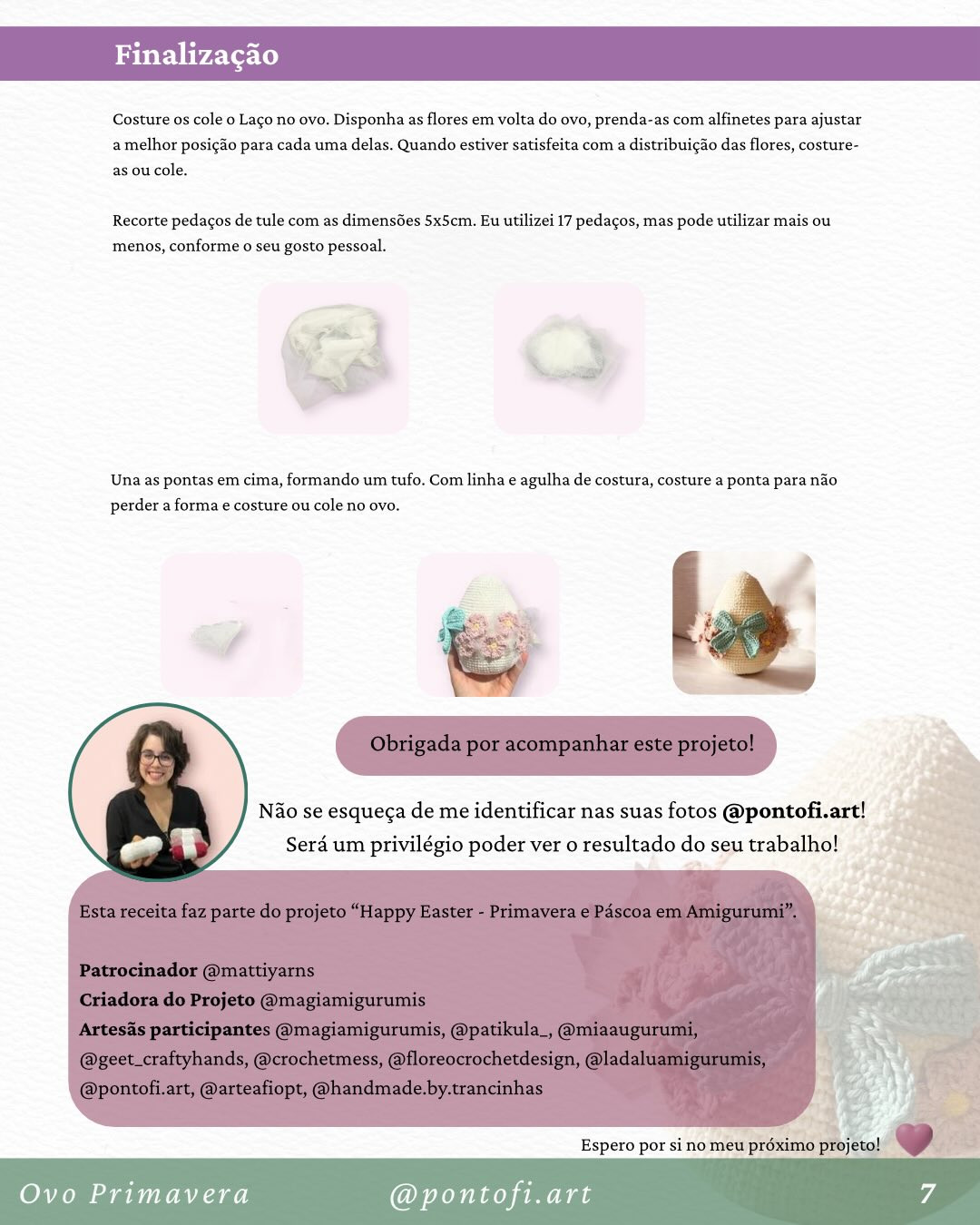 Ovo Primavera: Padrão Amigurumi Decorativo com Flores e Laço