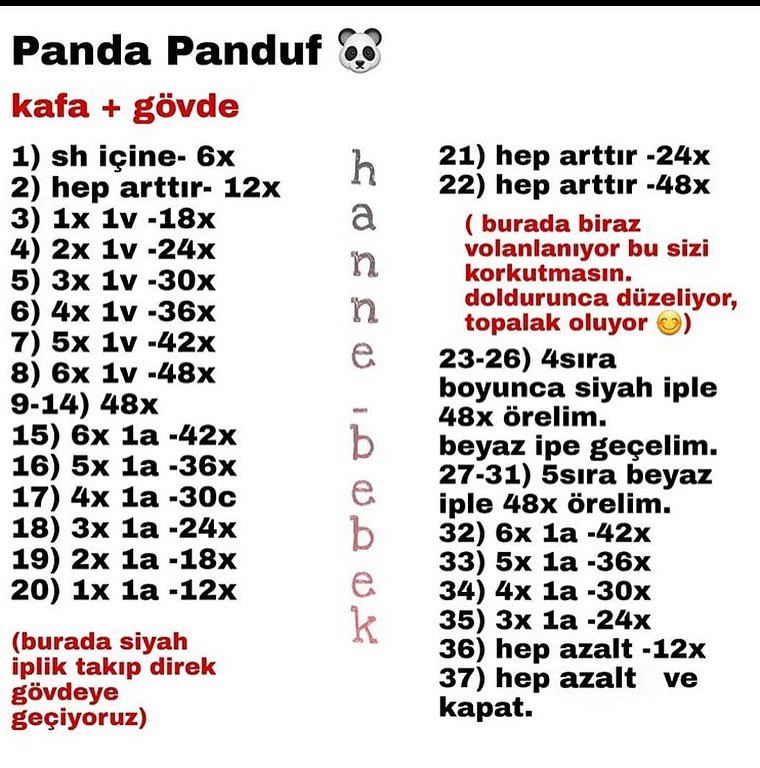 Panda Panduf - Hướng dẫn móc len gấu trúc dễ thương, mẫu amigurumi miễn phí