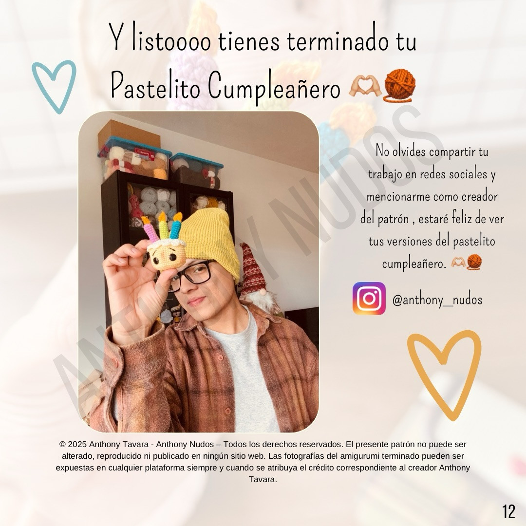 Pastelito Cumpleañero: Patrón gratuito de amigurumi pastel con velas