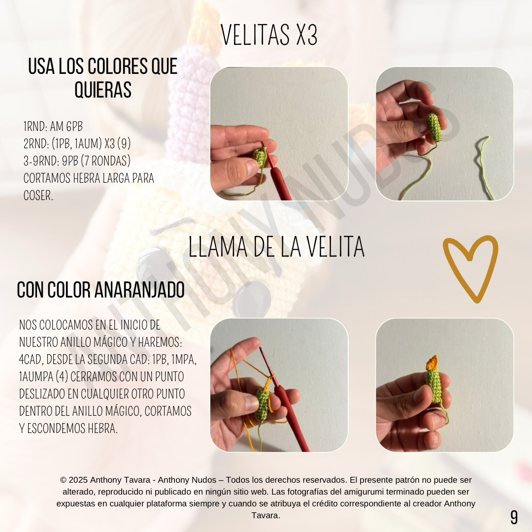 Pastelito Cumpleañero: Patrón gratuito de amigurumi pastel con velas