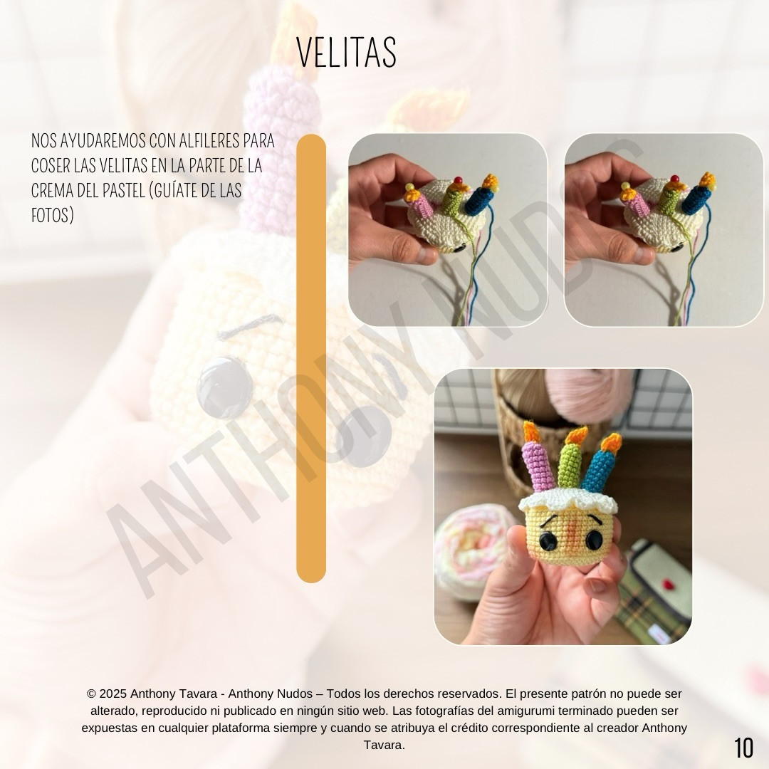 Pastelito Cumpleañero: Patrón gratuito de amigurumi pastel con velas