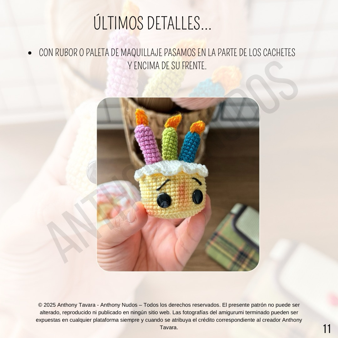 Pastelito Cumpleañero: Patrón gratuito de amigurumi pastel con velas