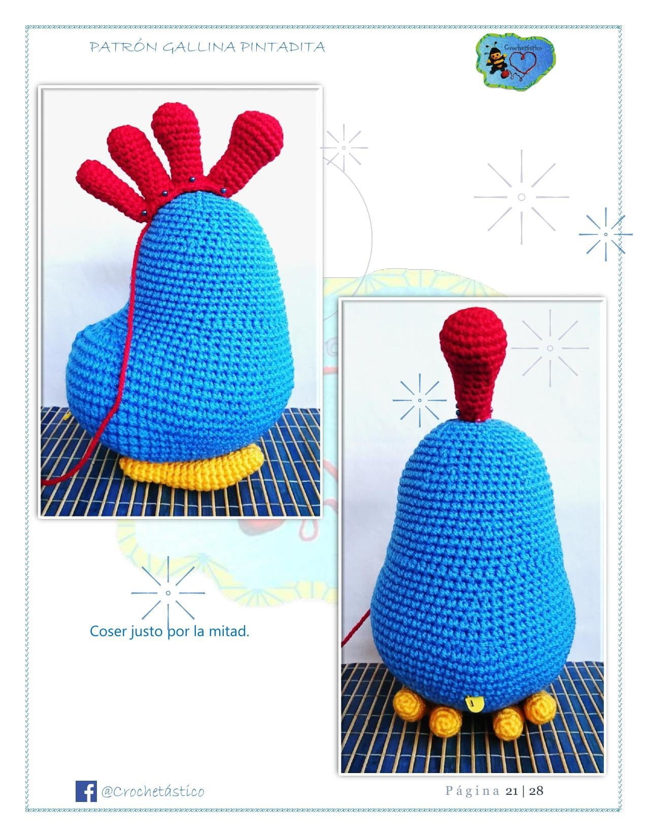 Patrón Amigurumi Gallina Pintadita: Diseño de Búho Azul con Patrones Mágicos
