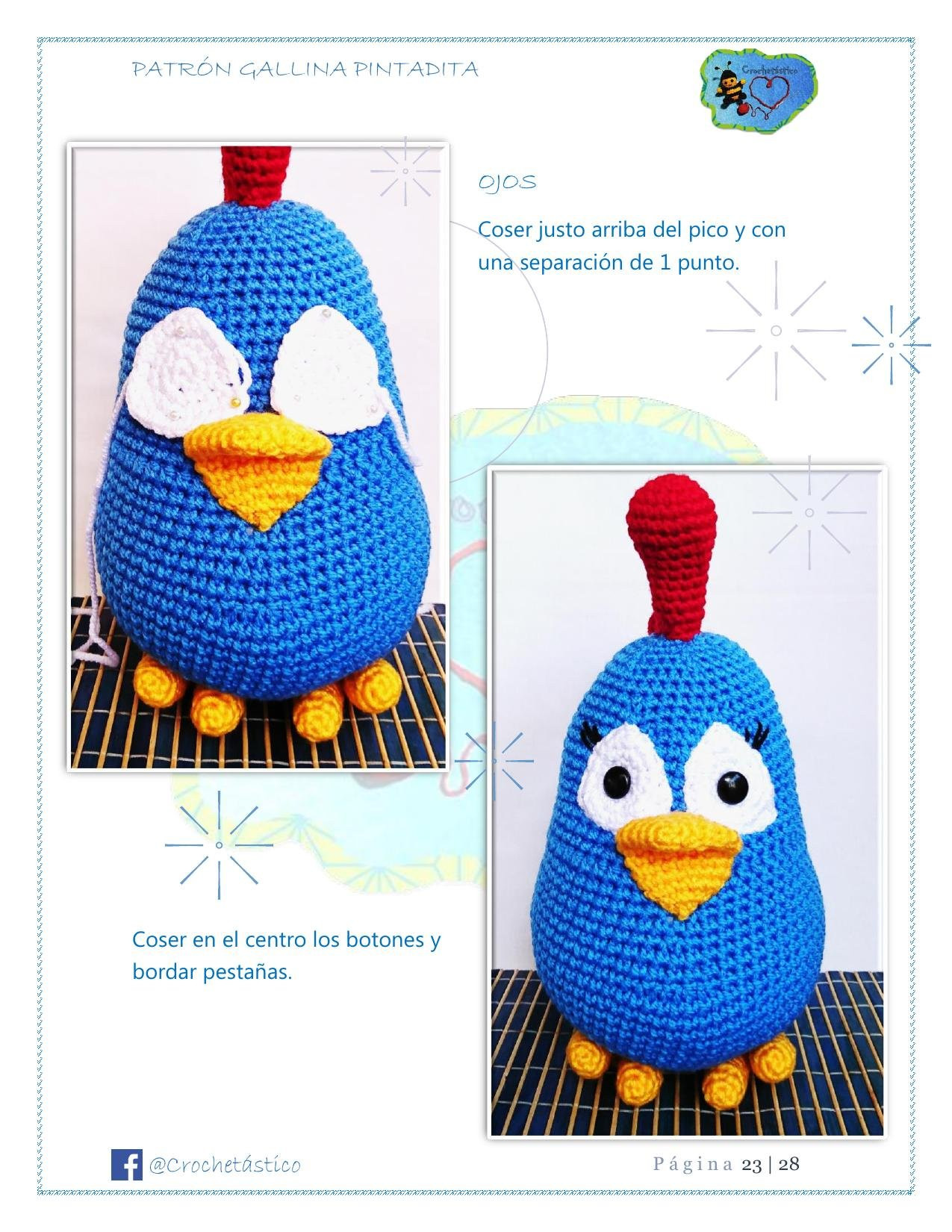 Patrón Amigurumi Gallina Pintadita: Diseño de Búho Azul con Patrones Mágicos