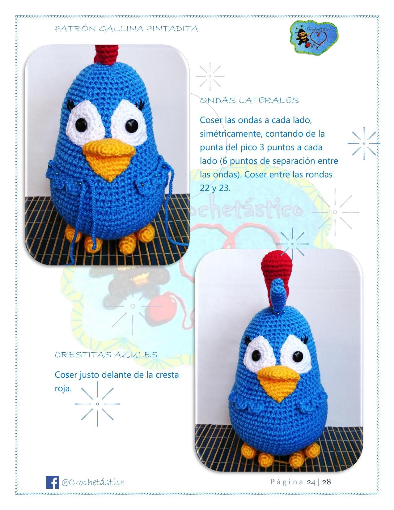 Patrón Amigurumi Gallina Pintadita: Diseño de Búho Azul con Patrones Mágicos