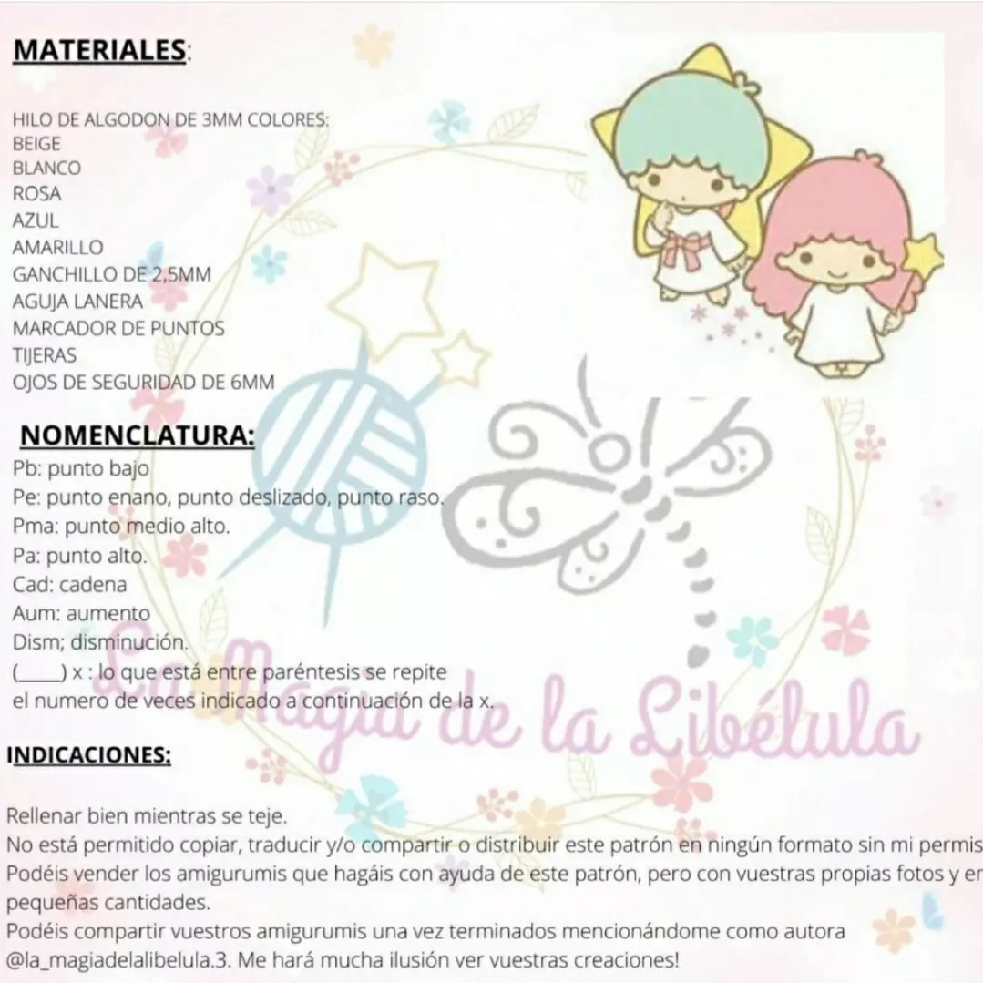 Patrón Amigurumi Kiki y Lala: Little Twin Stars - Búp bê sinh đôi móc len dễ thương với hướng dẫn chi tiết từng bước