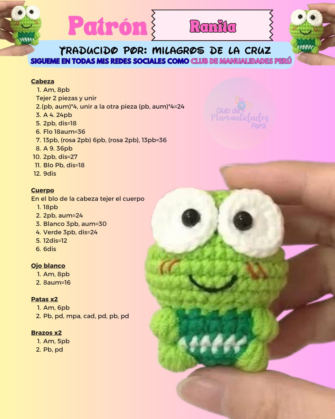 Patrón Amigurumi Ranita Verde Tierna