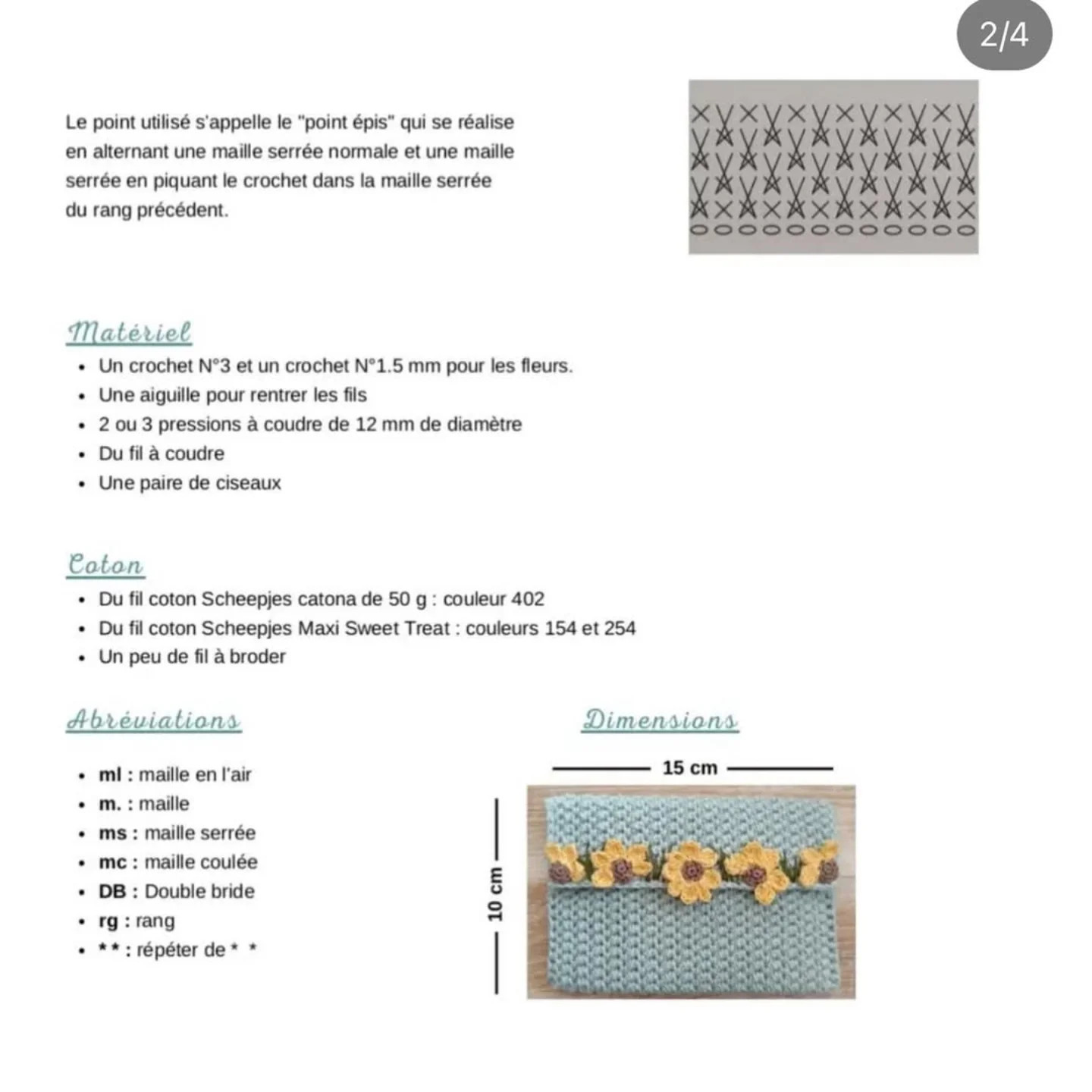 Patron au crochet Pochette fleurs sauvages