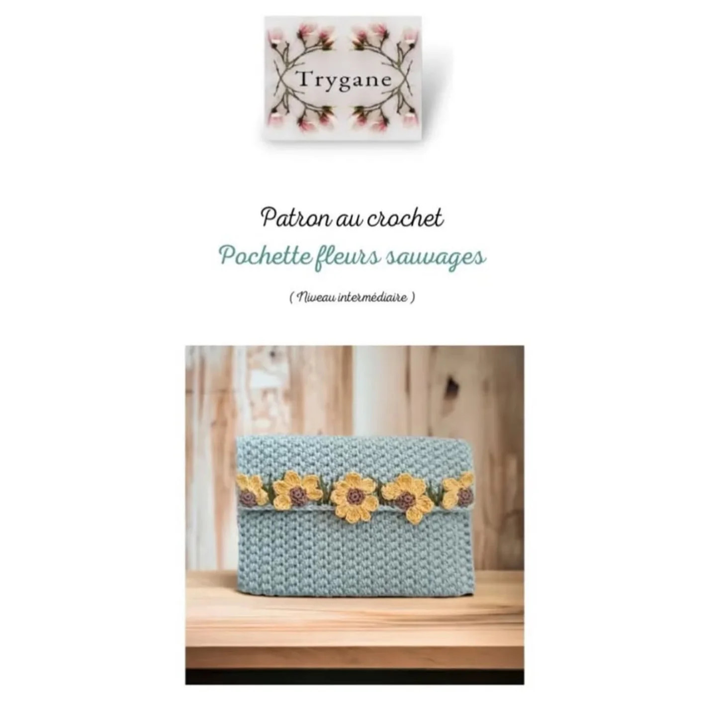 Patron au crochet Pochette fleurs sauvages