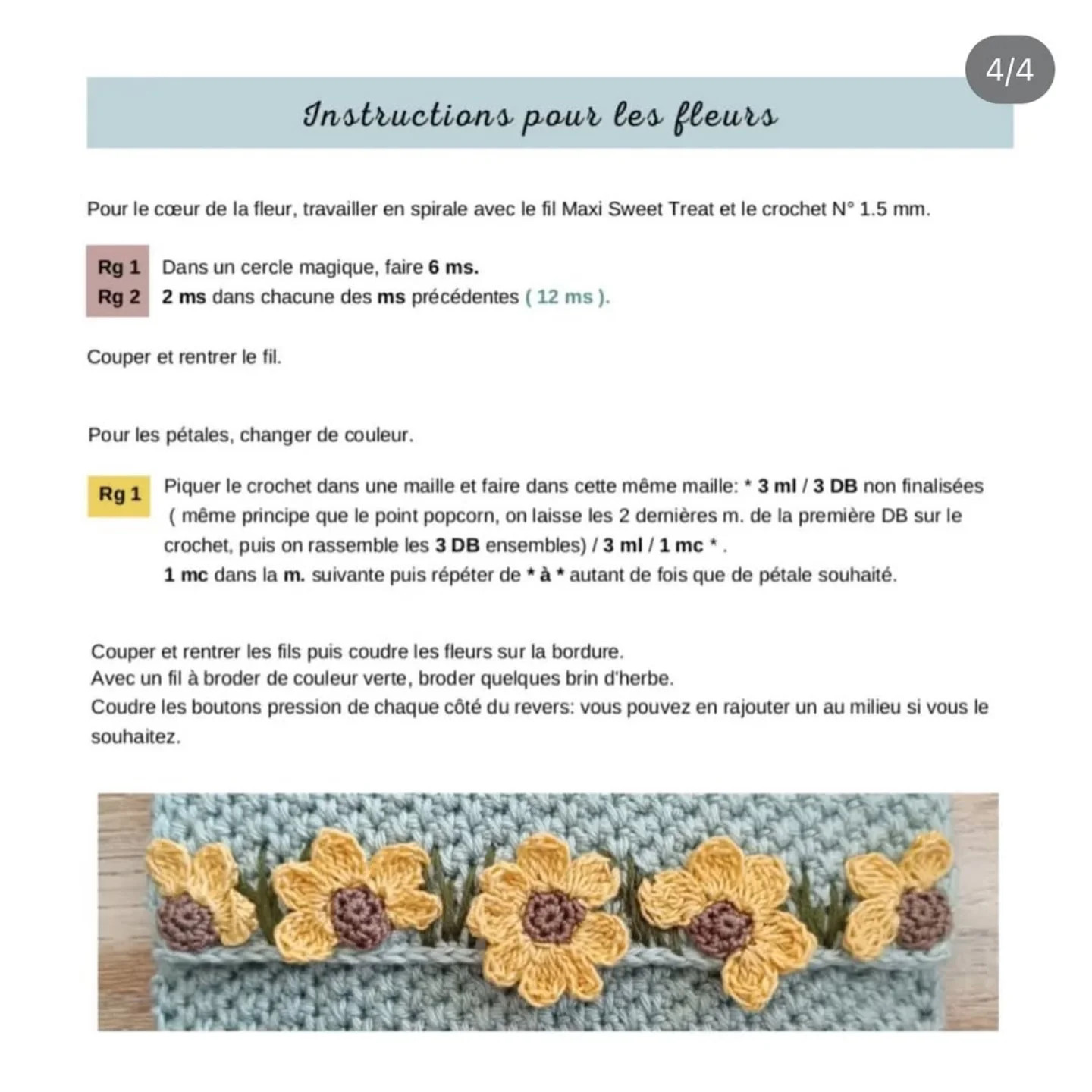 Patron au crochet Pochette fleurs sauvages