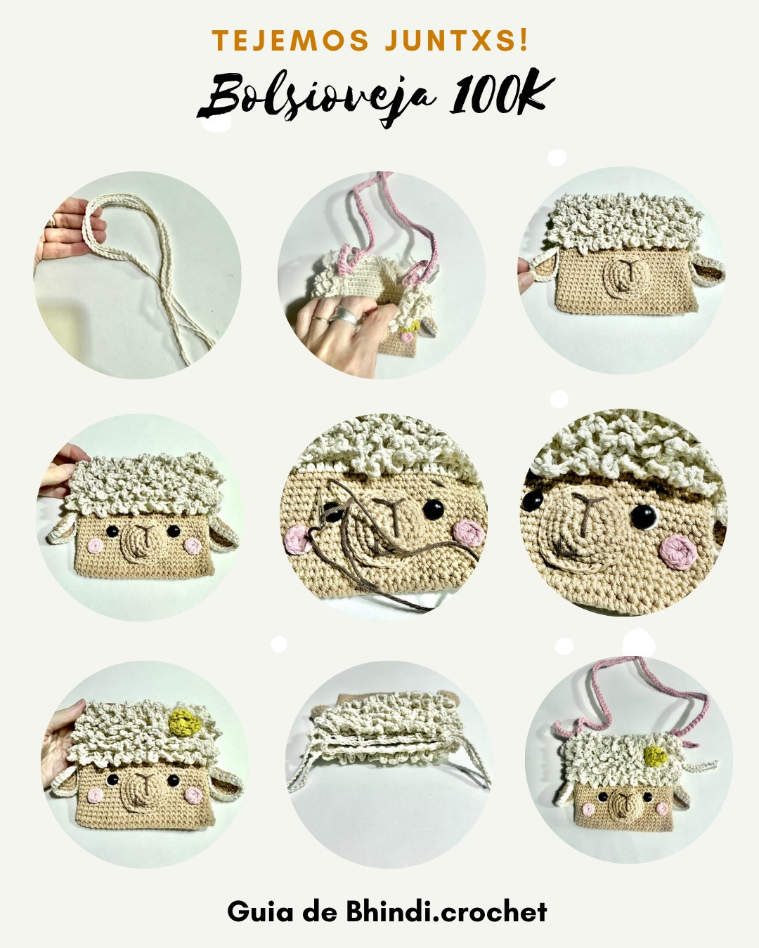 Patrón Crochet Bolsioveja 100K - Guía Gratis para Bolso Oveja con Lana Texturizada